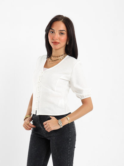 Button-Front Blouse