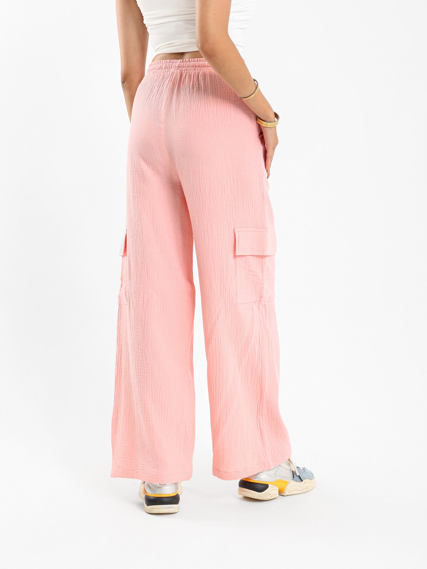 Multi-Pockets Wrinkled Pants