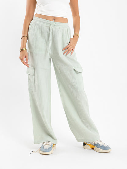 Multi-Pockets Wrinkled Pants