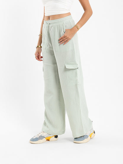Multi-Pockets Wrinkled Pants