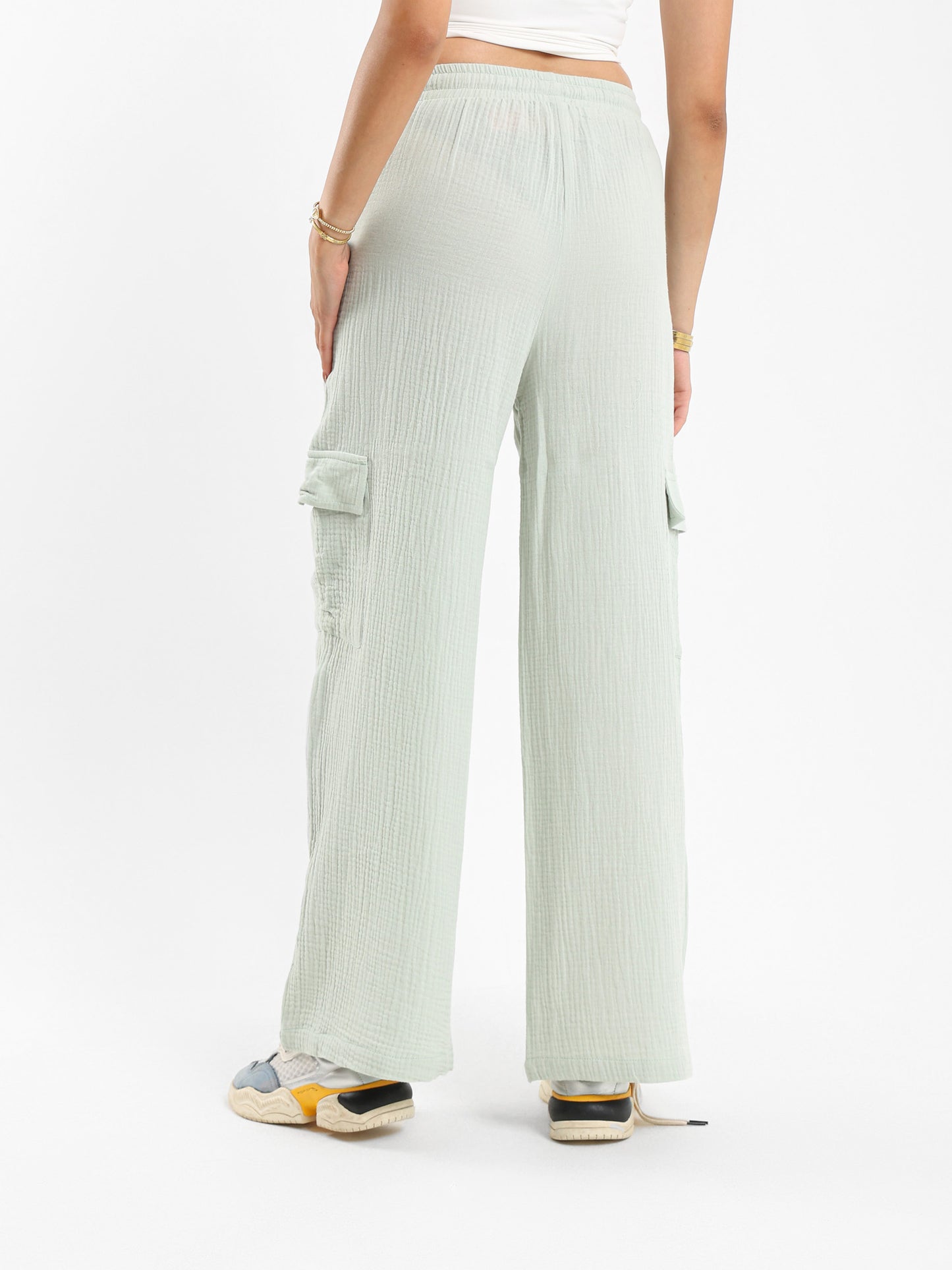 Multi-Pockets Wrinkled Pants