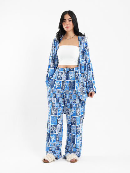 Printed High-Low Kimono