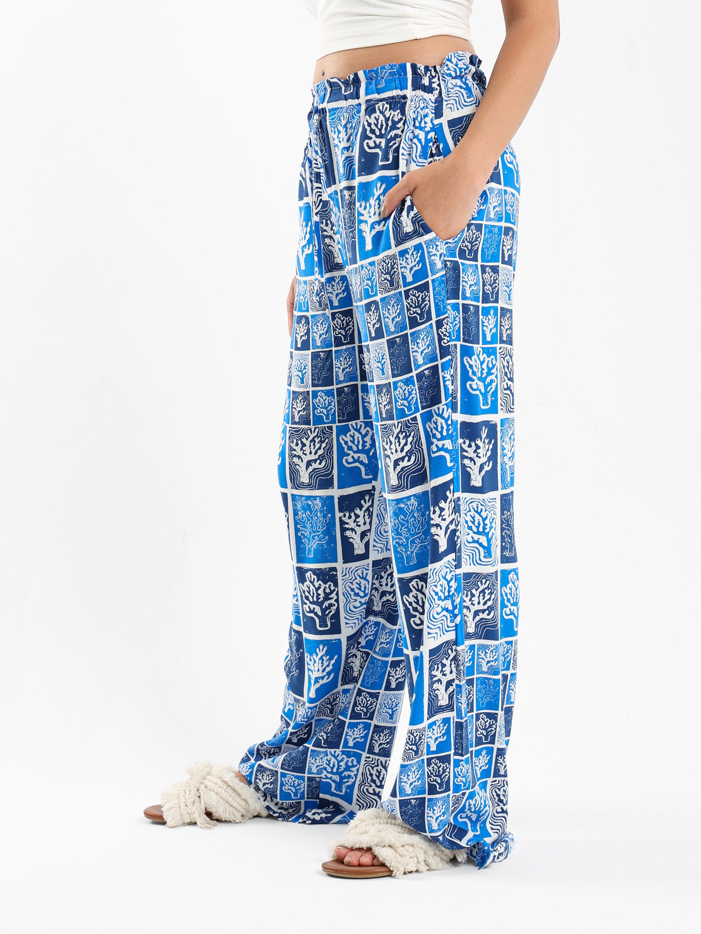 Printed Wide-Leg Pants