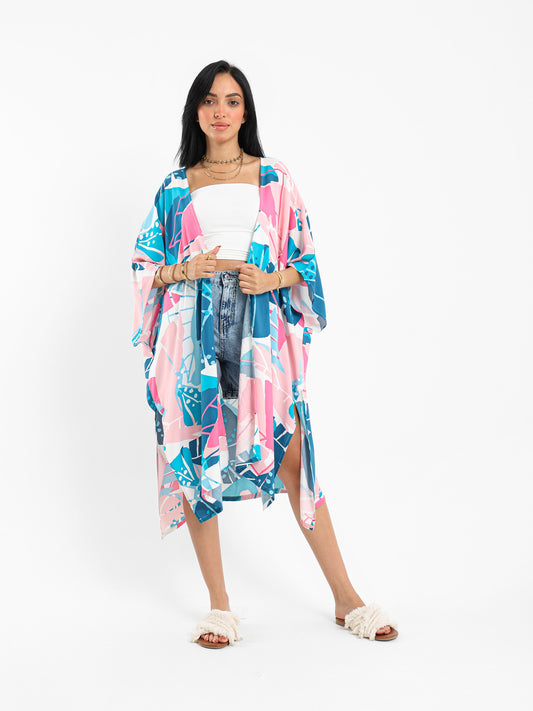 Printed Kimono with Side Slit
