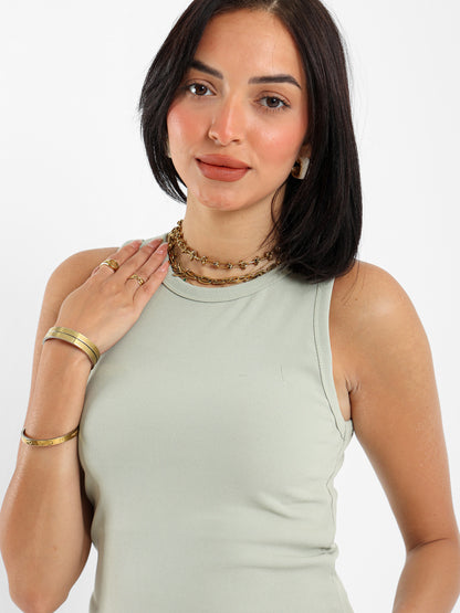 Slim Ribbed Halter Neck Top