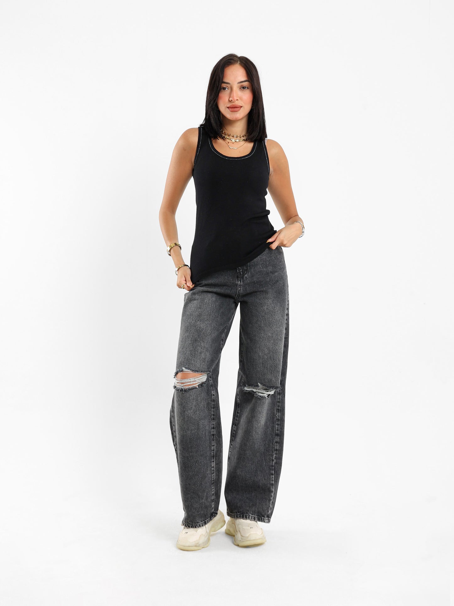 Contrast Lurex Tricot Top