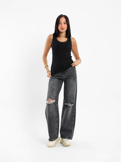 Contrast Lurex Tricot Top