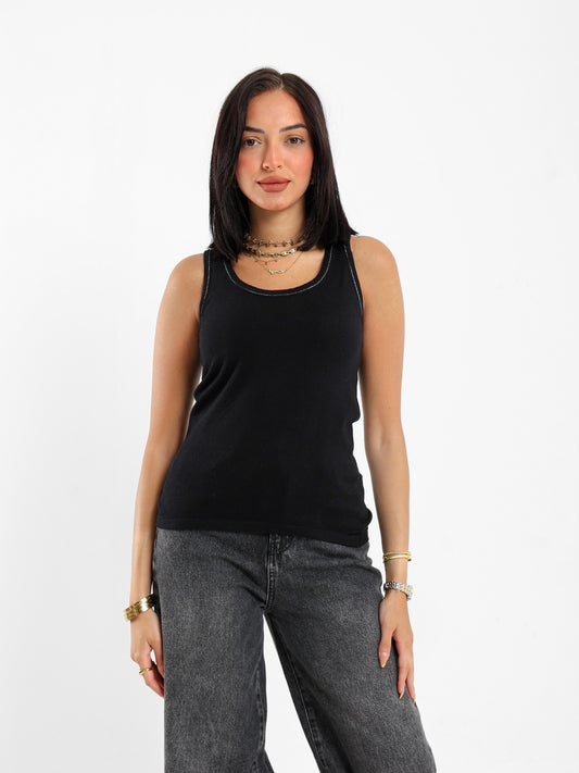 Contrast Lurex Tricot Top
