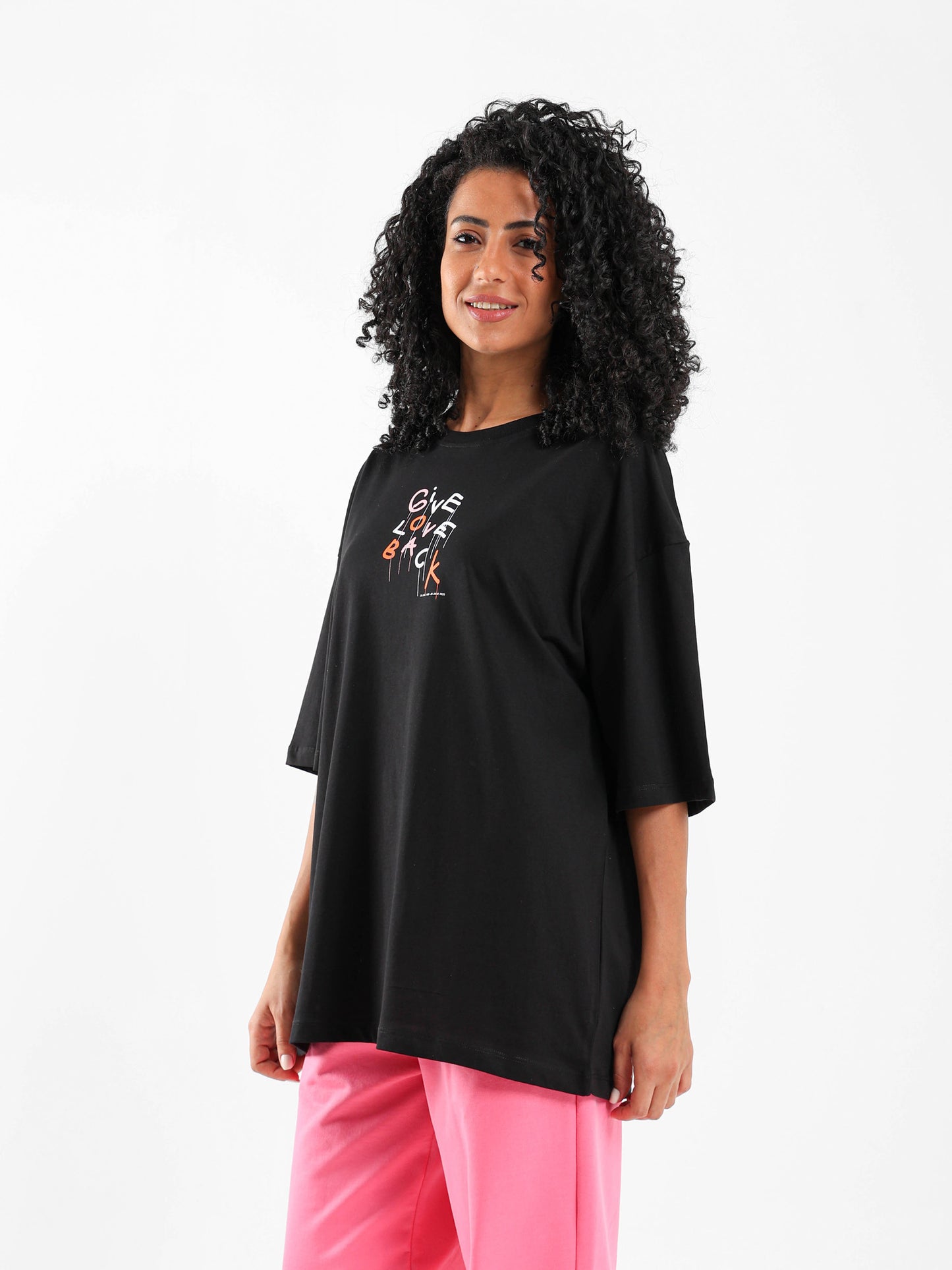 Give Love Back Printed Oversized T-Shirt