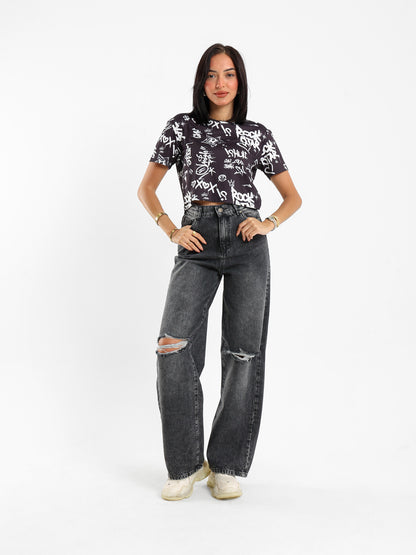 Half Sleeves Cropped Top