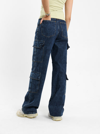 Wide Leg Cargo Denim Jeans