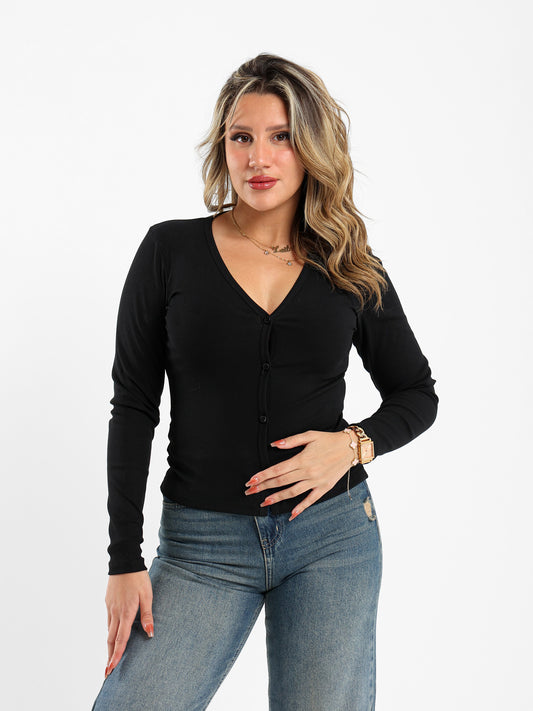 Ribbed Fitted Long Sleeve Cardigan