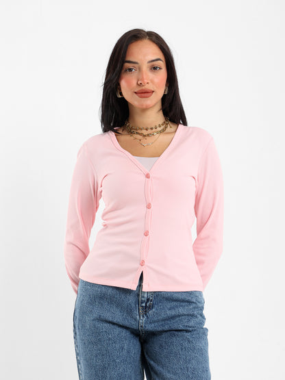 Ribbed Fitted Long Sleeve Cardigan