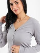 Ribbed Fitted Long Sleeve Cardigan