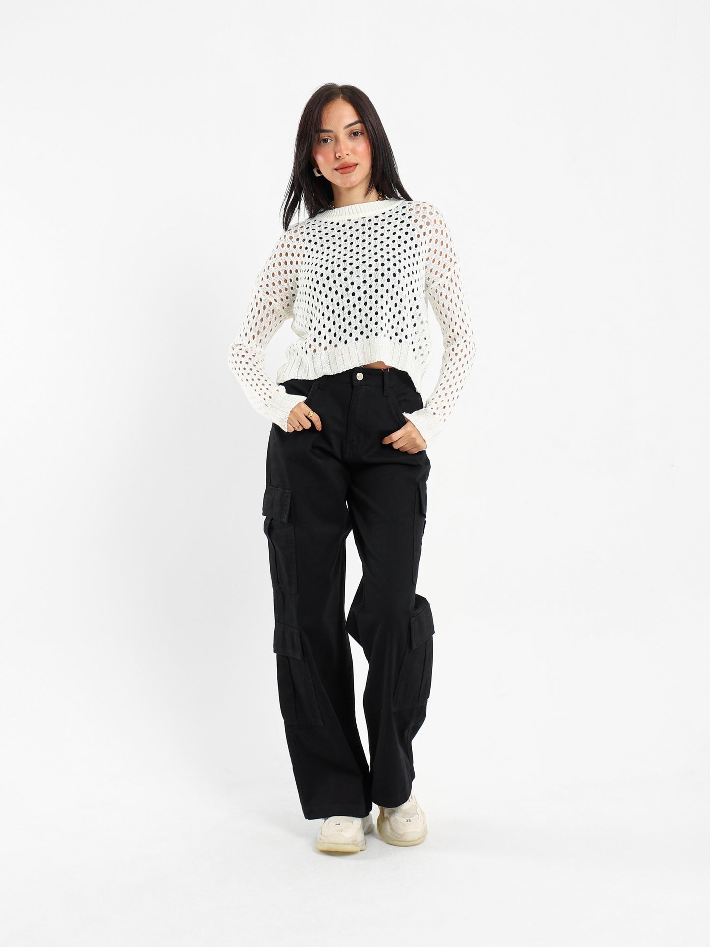 Open-Knit Long Sleeve Sweater