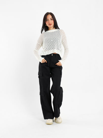 Open-Knit Long Sleeve Sweater