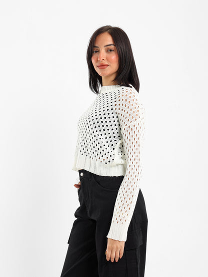 Open-Knit Long Sleeve Sweater