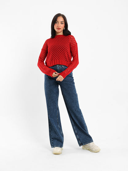 Open-Knit Long Sleeve Sweater