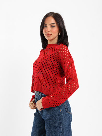 Open-Knit Long Sleeve Sweater