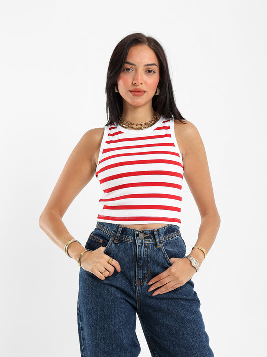 Striped Halter Neck Top