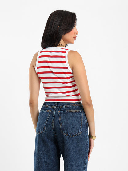 Striped Halter Neck Top