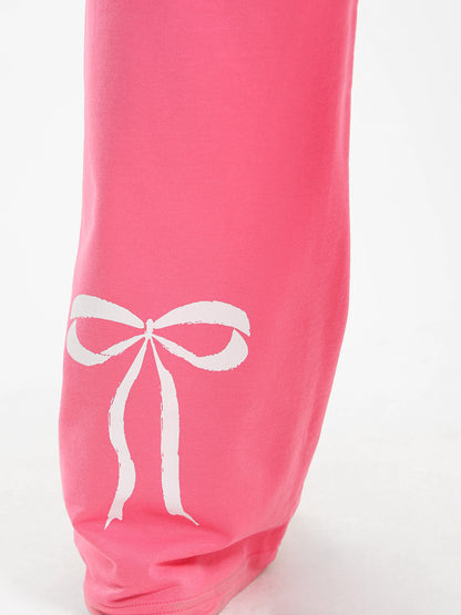 Back Printed Bow Sweatpants