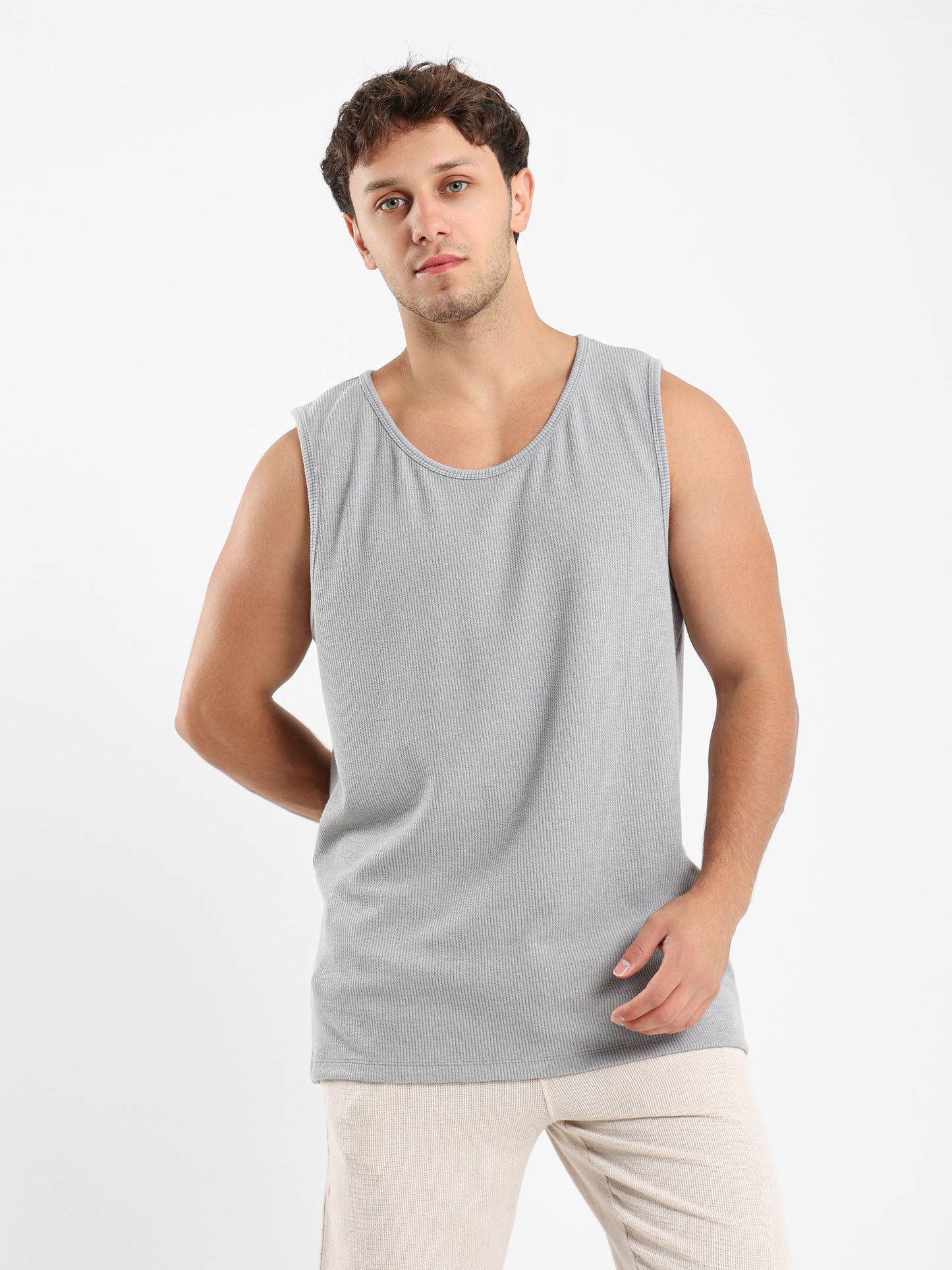 Ribbed Sleeveless T-Shirt