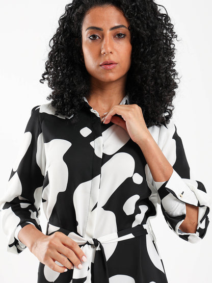All-Over Print Shirt Dress