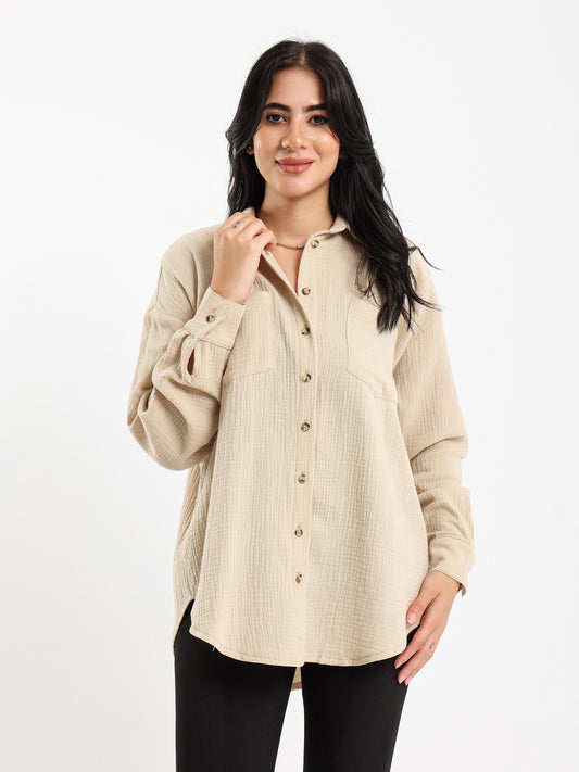 Crinkled Long Sleeve Shirt