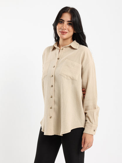 Crinkled Long Sleeve Shirt