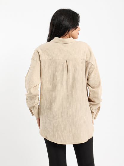 Crinkled Long Sleeve Shirt