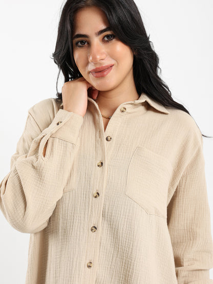 Crinkled Long Sleeve Shirt