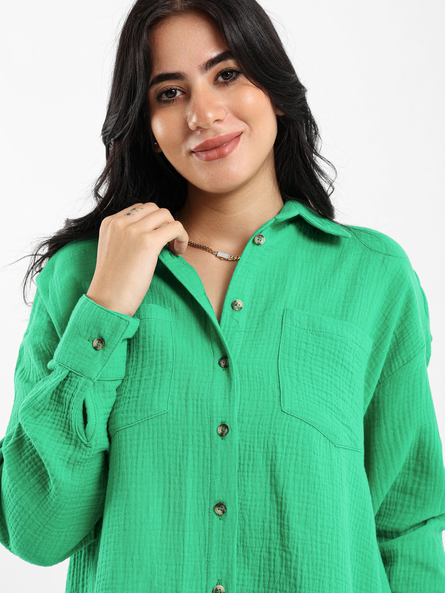 Crinkled Long Sleeve Shirt