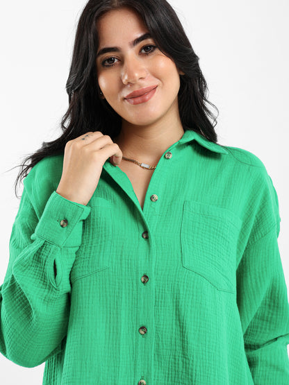 Crinkled Long Sleeve Shirt