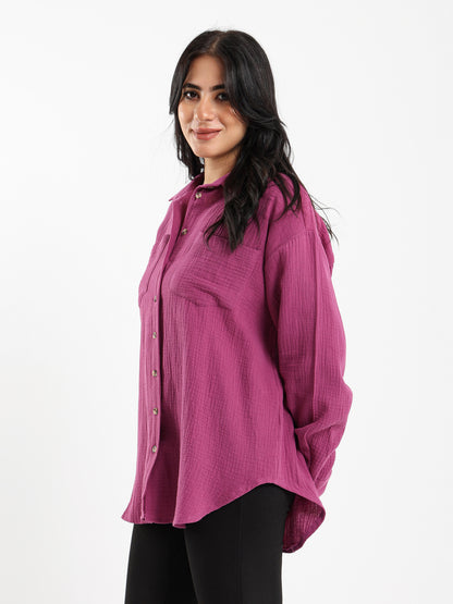 Crinkled Long Sleeve Shirt