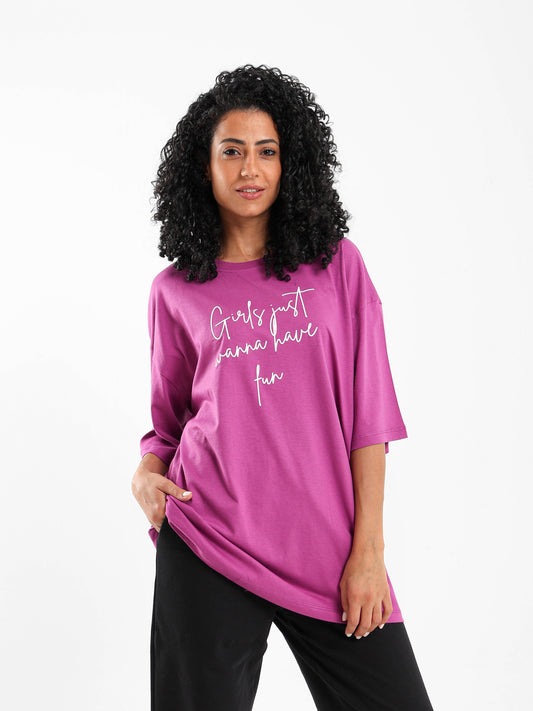 Bunny Printed Oversized T-Shirt