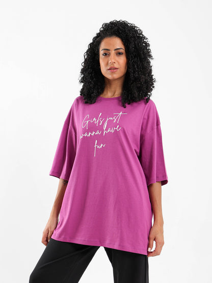 Bunny Printed Oversized T-Shirt