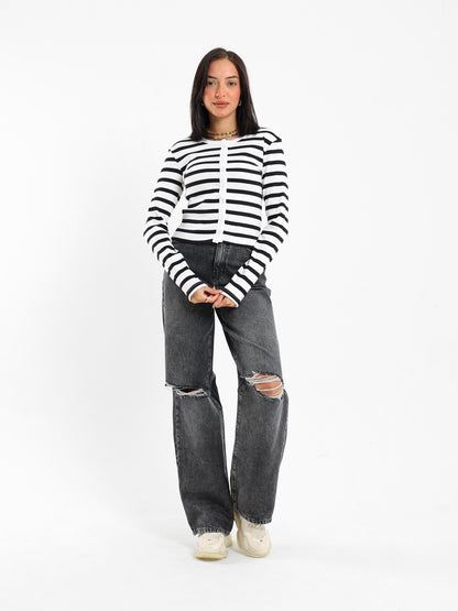 Striped Fitted Cardigan