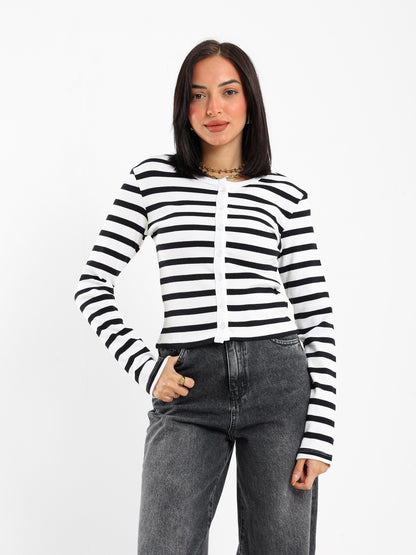 Striped Fitted Cardigan
