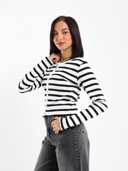 Striped Fitted Cardigan