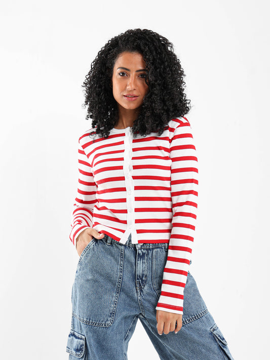 Striped Fitted Cardigan