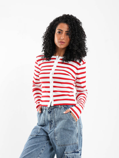 Striped Fitted Cardigan