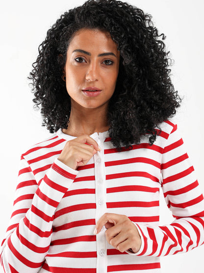 Striped Fitted Cardigan
