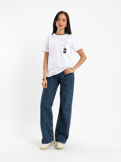 Flower Printed Regular Fit T-shirt