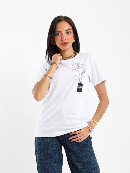 Flower Printed Regular Fit T-shirt