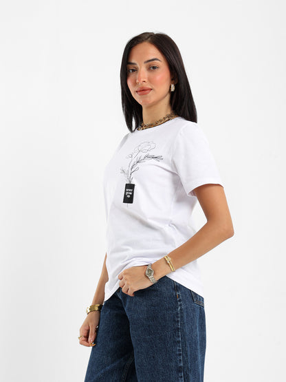 Flower Printed Regular Fit T-shirt