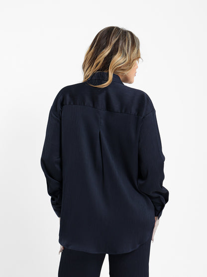 Wrinkled Shirt with Button Closure