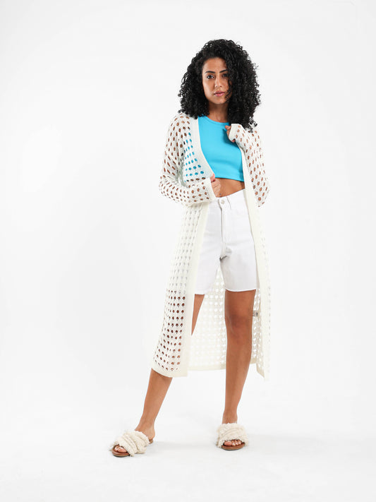 Front Open Perforated Cardigan