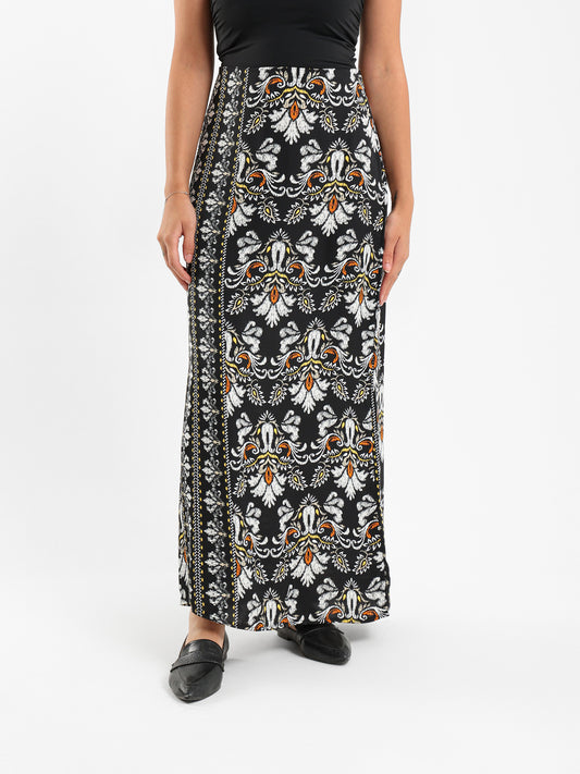 Printed Satin Maxi Skirt
