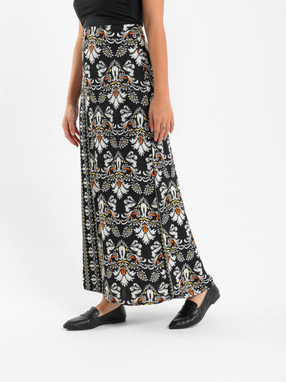 Printed Satin Maxi Skirt